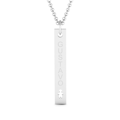 Colar com Pingente Plaquinha Personalizável Menino Prata