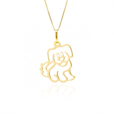 Pingente Cachorrinho Vazado Ouro 18K
