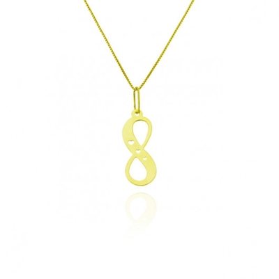 Pingente Infinito com Corações Ouro 18K