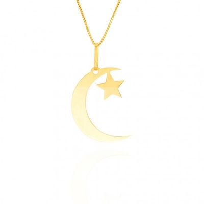 Pingente Lua e Estrela Ouro 18K