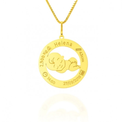Pingente Dados Nascimento Ouro 18K