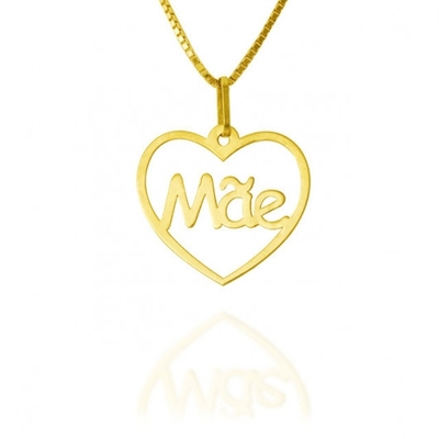 Pingente Mãe Coração Ouro 18K