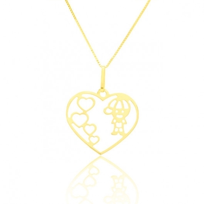 Pingente Menino Corações Ouro 18K
