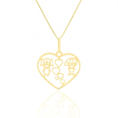 Pingente Menino E Menina Ouro 18K