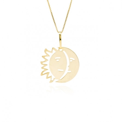Pingente Sol e Lua Ouro 18K