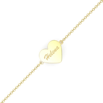Pulseira Personalizada com Nome no Coração Ouro 18k