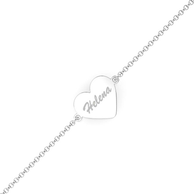 Pulseira Personalizada com Nome no Coração Prata