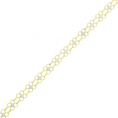Pulseira Ouro 18k Florzinha com Detalhe em Ródio