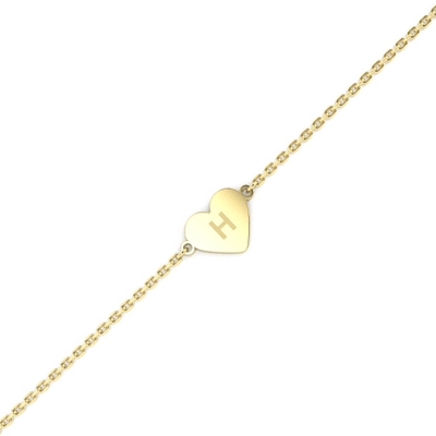 Pulseira Personalizada com Letra no Coração Ouro 18k