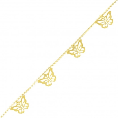 Colar Choker com Pingentes Borboleta Ouro