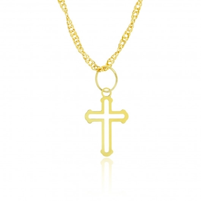 Colar com Pingente Cruz Ouro 18K