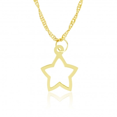 Colar com Pingente Estrela Ouro 18K
