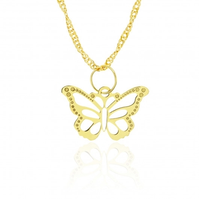 Colar com Pingente Borboleta Ouro 18K