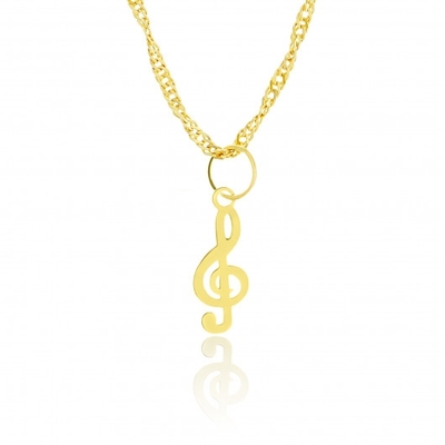 Colar com Pingente Clave de Sol Ouro 18K