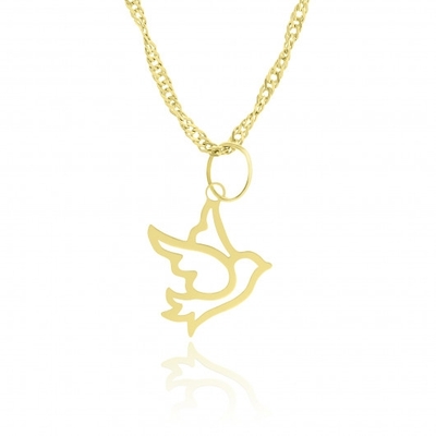 Colar com Pingente Pomba da Paz Ouro 18K