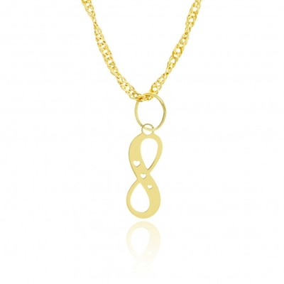 Colar com Pingente Infinito Corações Ouro 18K