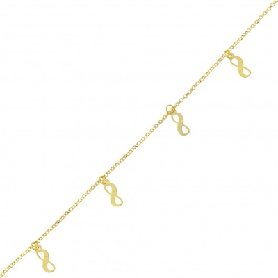 Colar Choker com Pingentes Infinito Ouro
