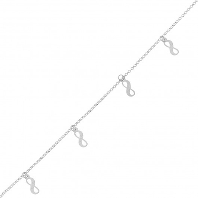 Pulseira com Pingentes Infinito Prata