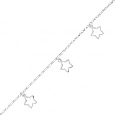 Pulseira Recém-Nascido com Pingentes Estrela Prata