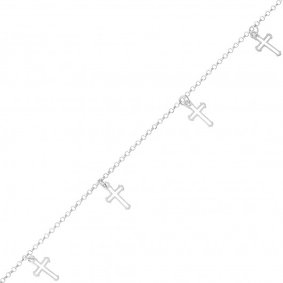 Pulseira Infantil com Pingentes Cruz Prata