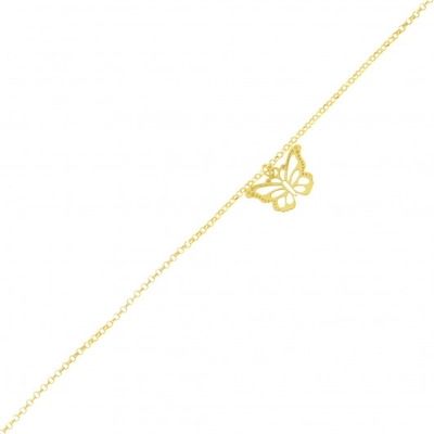 Pulseira Recém-Nascido com Pingente Borboleta Ouro
