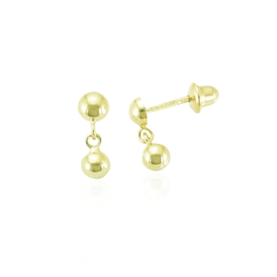 Brincos Ouro 18K Bolinha Com Pingentinho