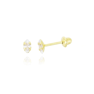 Brincos Ouro 18K Zircônia Navete