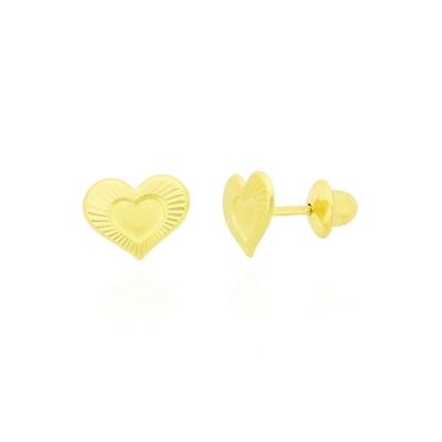 Brincos Ouro 18K Coração