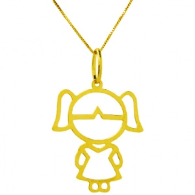 Pingente Menina Ouro 18K Vazado