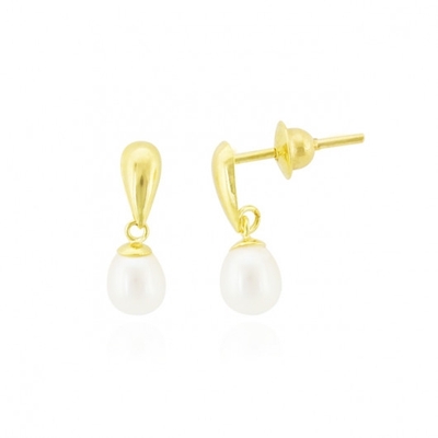 Brincos Ouro 18K  Pérola 4mm