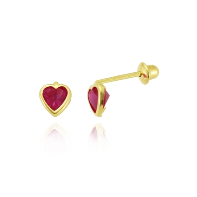 Brincos Ouro 18K Coração Zircônia