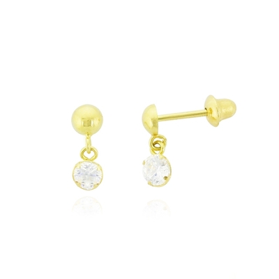 Brincos Ouro 18K Infantil Com Pedra