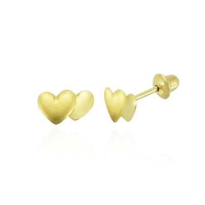 Brincos Ouro 18K Coração Duplo