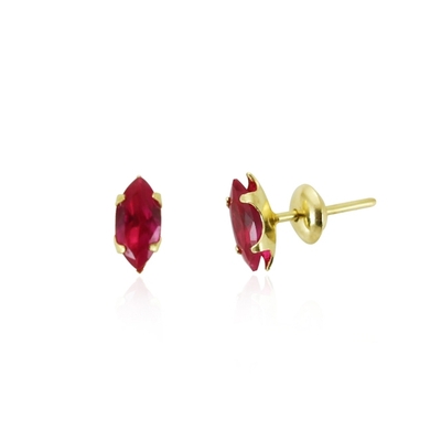 Brincos Ouro 18K Com Pedra Navete