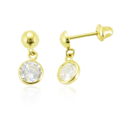 Brincos Ouro 18K Infantil Com Pedras