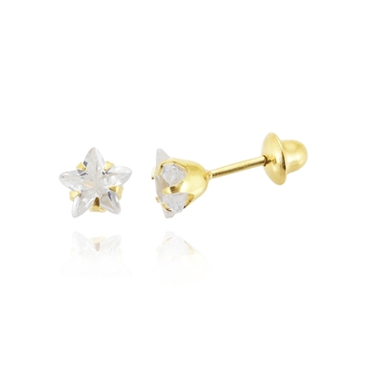 Brincos Ouro 18K Estrela Branca 5 mm