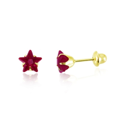 Brincos Ouro 18K Estrela Vermelha 5 mm