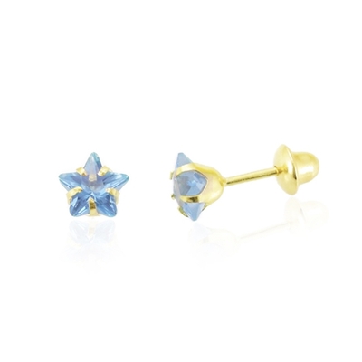 Brincos Ouro 18K Estrela Azul 5 mm