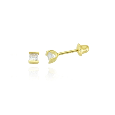 Brincos Ouro 18K Pedra Branca