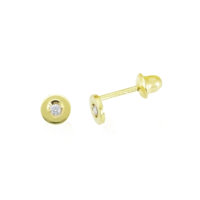 Brincos Ouro 18K Redondo Pedra