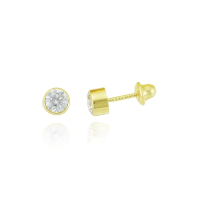 Brincos Ouro 18K Pedra Branca 4 mm