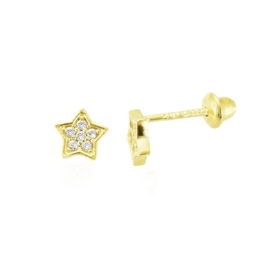 Brincos Ouro 18K Estrela Com Pedras