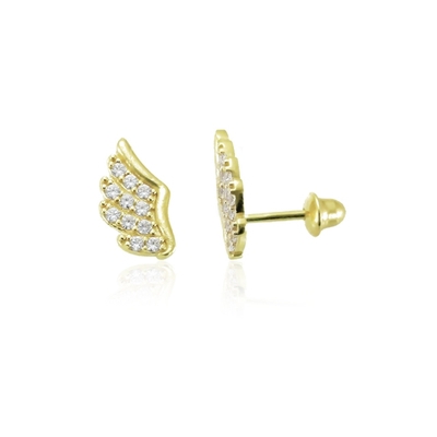 Brincos Ouro 18K Asa Com Pedras