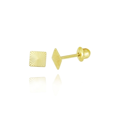 Brincos Ouro 18K Quadrado