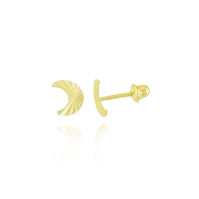 Brincos Ouro 18K Lua Grande