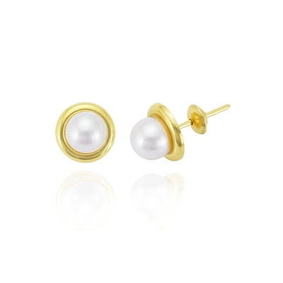Brincos Ouro 18K Pérola 5 mm