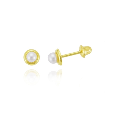 Brincos Ouro 18K Pérola 2,5 mm
