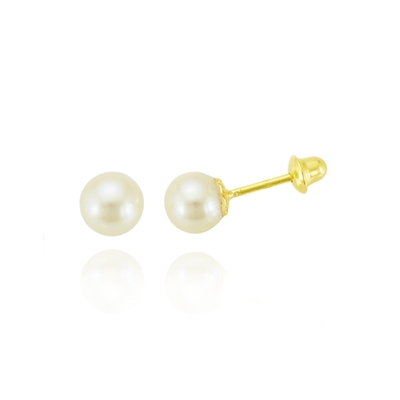 Brincos Ouro 18k Pérola 5 mm