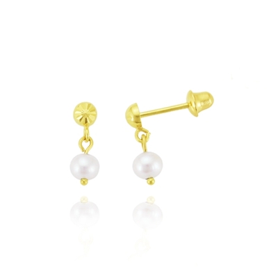 Brincos Ouro 18K Infantil Pérola