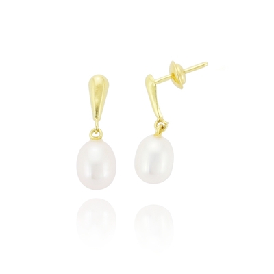 Brincos Ouro 18K Com Pingente Pérola 5mm